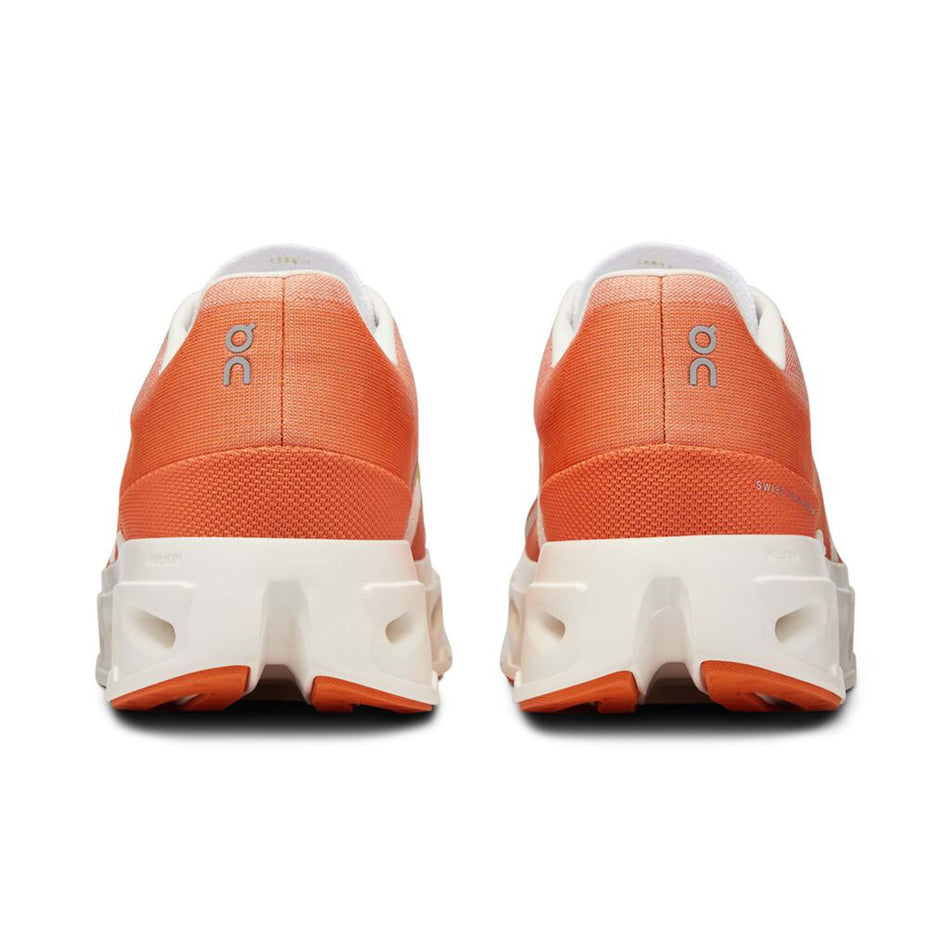 The back of a pair of On Men's Cloudeclipse Running Shoes in the Flame/Ivory colourway (8092547514530)