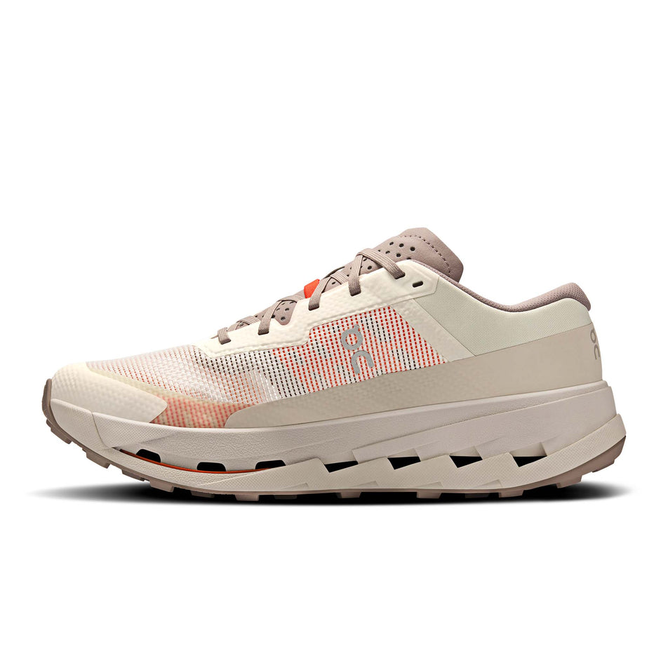 Medial view of the right shoe from a pair of On Men's Cloudultra 3 Running Shoes in the Cinder/Pearl colourway. (8714511515810)