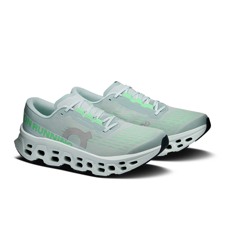 A pair of On Men's Cloudmonster 3 Running Shoes in the Brook/Flurry colourway.
