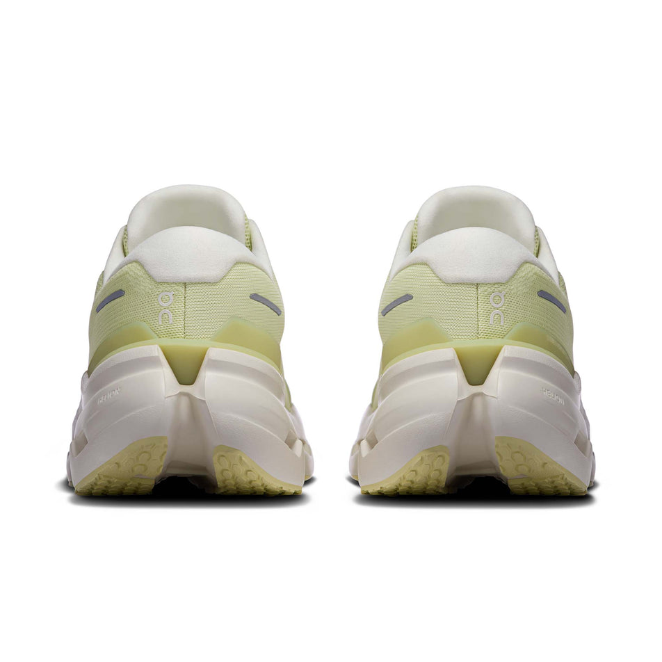 The back of a pair of On Men's Cloudrunner 3 Running Shoes in the Linen/Ivory colourway.