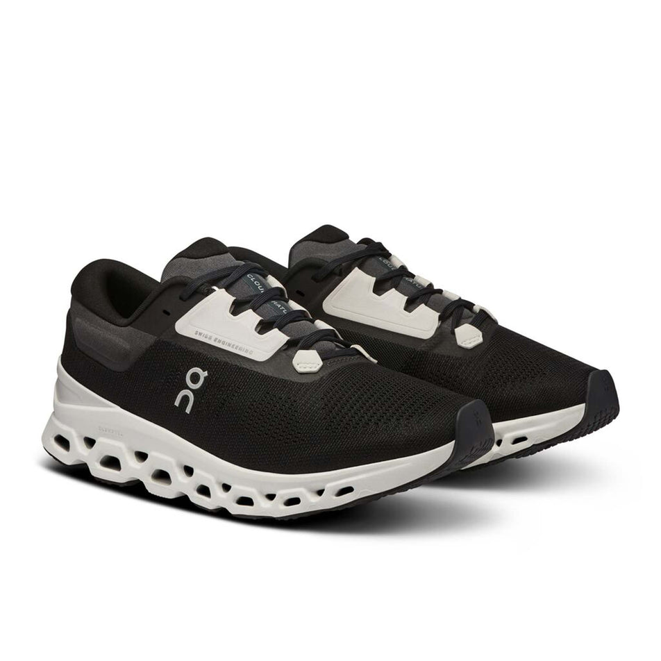 A pair of On Women's Cloudstratus 3 Running Shoes in the Black/Frost colourway (8002674196642)