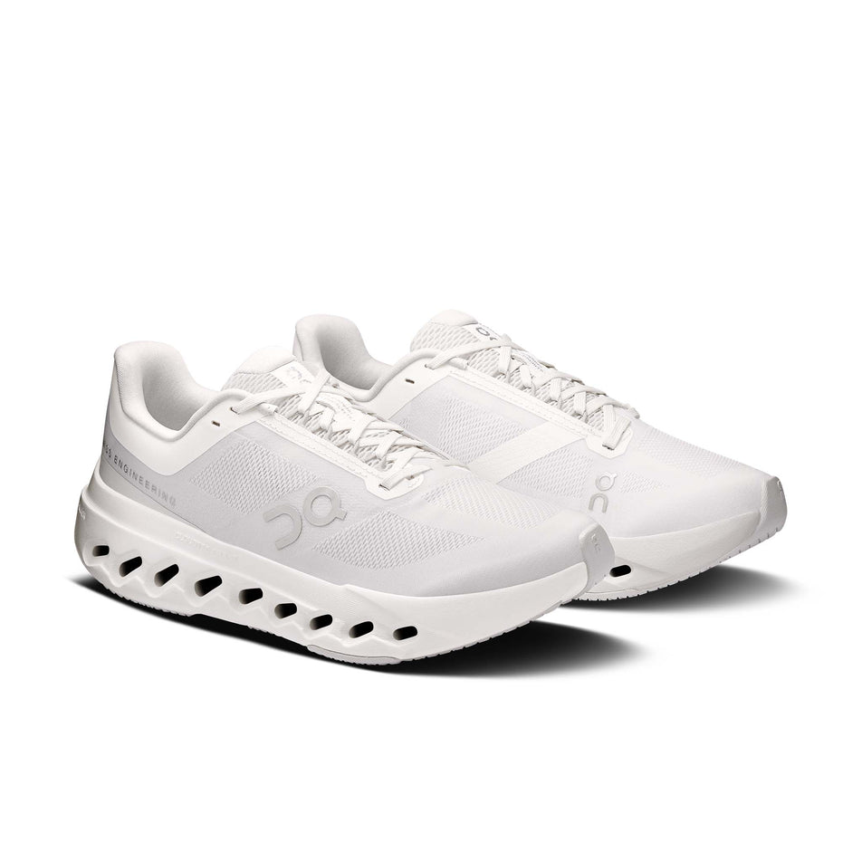 A pair of On Women's Cloudsurfer Next Running Shoes in the White/White colourway.