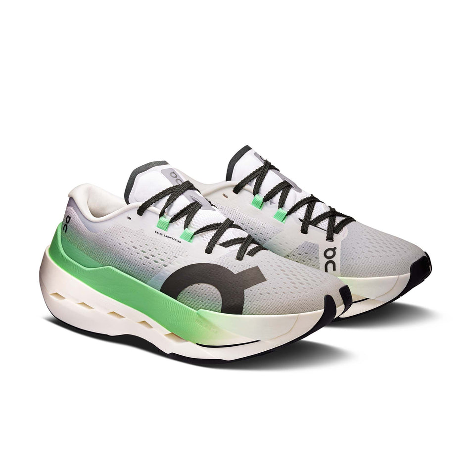A pair of On Women's Cloudboom Max Running Shoes in the Honeydrew/Lilac colourway. (8714923344034)