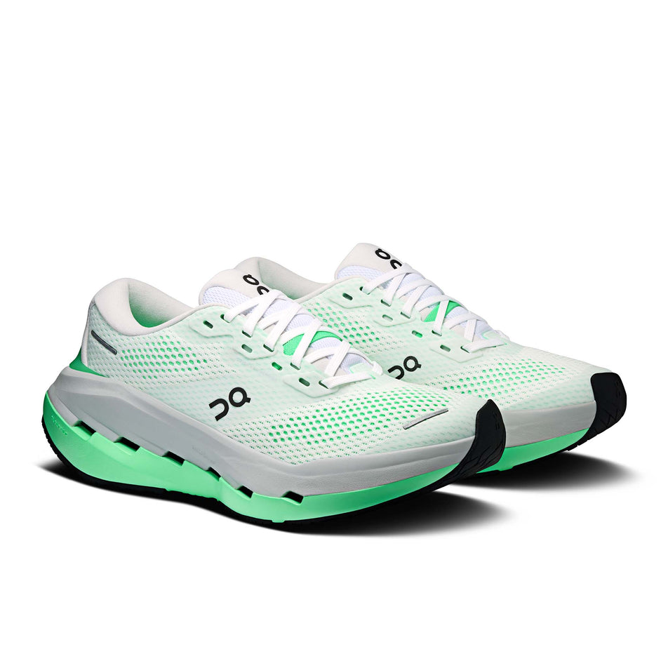 A pair of On Women's Cloudrunner Max Running Shoes in the White/Verdite colourway.