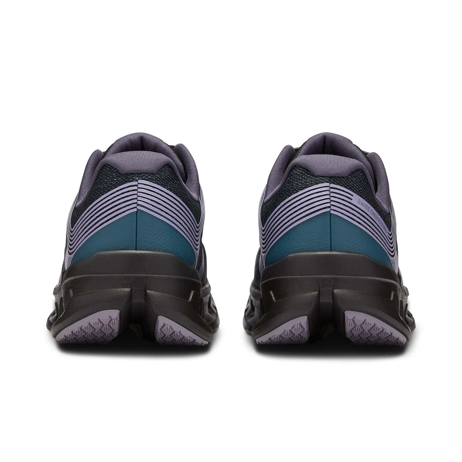 The back of a pair of On Women's Cloudgo Running Shoes in the Storm | Magnet colourway (7986199593122)