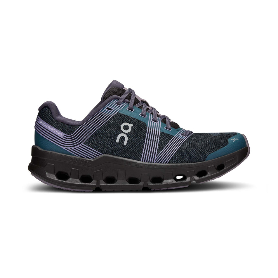 Lateral side of the right shoe from a pair of On Women's Cloudgo Running Shoes in the Storm | Magnet colourway (7986199593122)