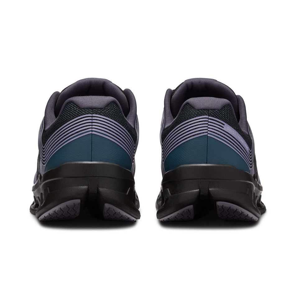 The back of a pair of On Men's Cloudgo Running Shoes in the Storm/Magnet colourway (7986197725346)