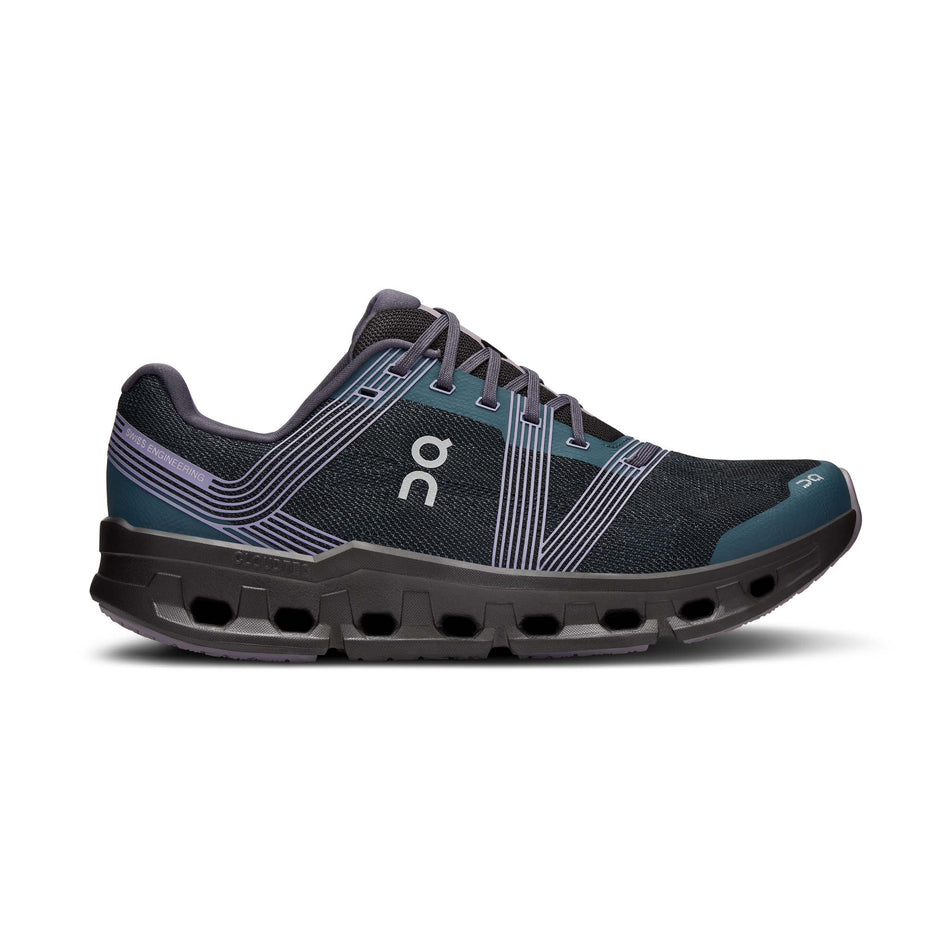 Lateral side of the right shoe from a pair of On Men's Cloudgo Running Shoes in the Storm/Magnet colourway (7986197725346)