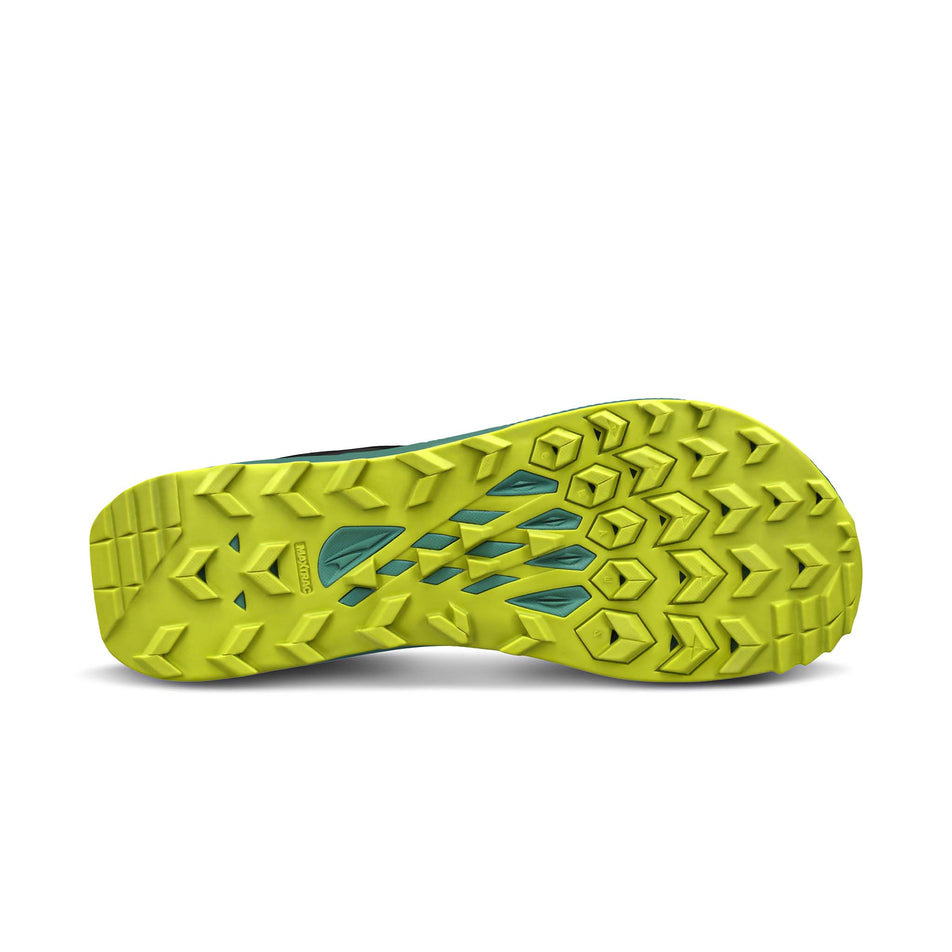 Outsole of the right shoe from a pair of Altra Men's Lone Peak 8 Running Shoes in the Black/Green colourway (8154798620834)