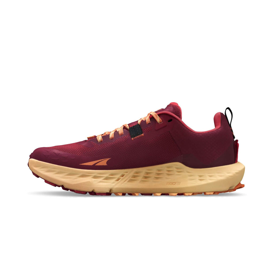 Medial side of the right shoe from a pair of Altra Women's Timp 5 Running Shoes in the Raspberry colourway (8440634212514)