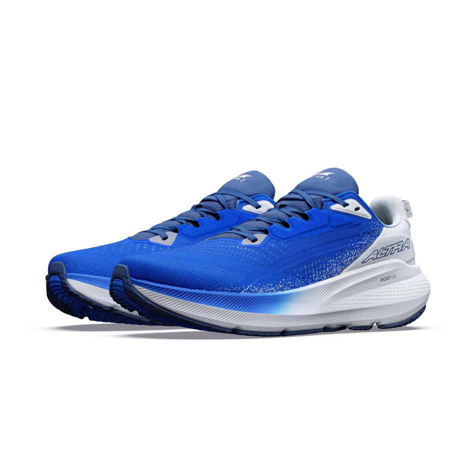 A pair of Altra Men's FWD VIA 2 Running Shoes in the Victor Blue/Ice/Dark Denim colourway.