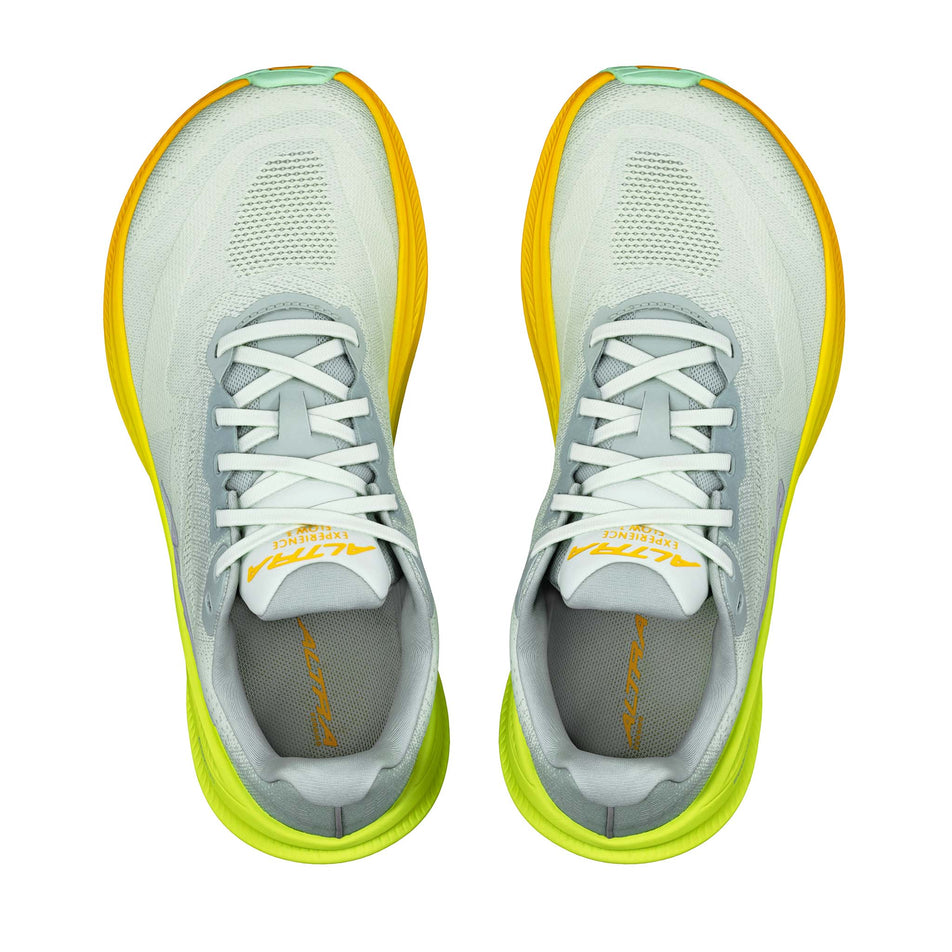 The uppers of a pair of Altra Women's Experience Flow 3 Running Shoes in the Gray colourway.
