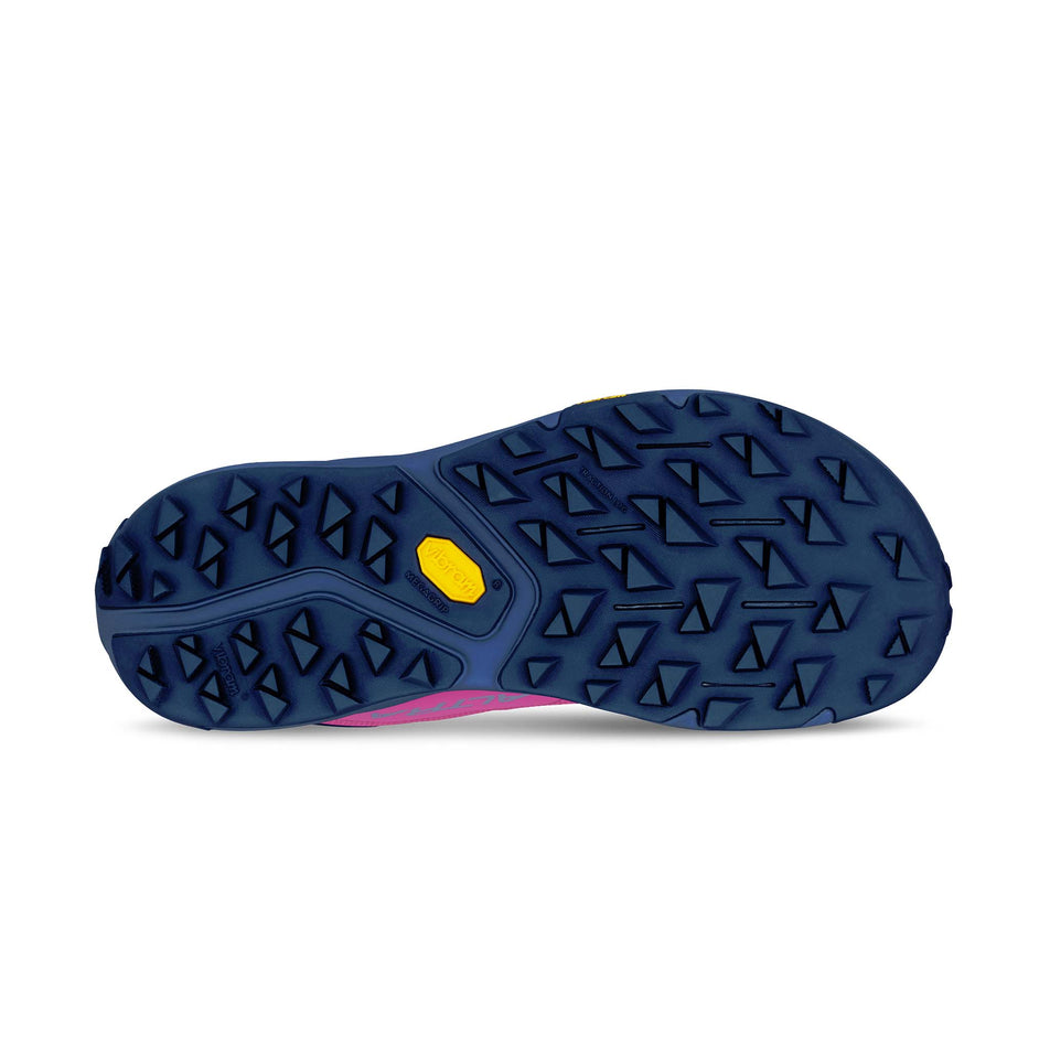 The outsole of the right shoe from a pair of Altra Women's Experience Wild 3+ Running Shoes in the Magenta colourway.