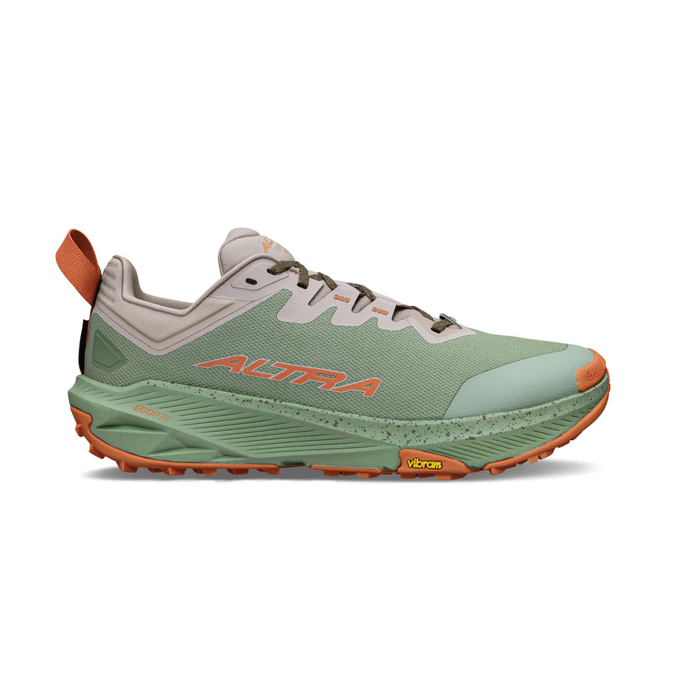 Lateral view of the right shoe from a pair of Altra Men's Experience Wild 3+ Running Shoes in the Taupe colourway. 