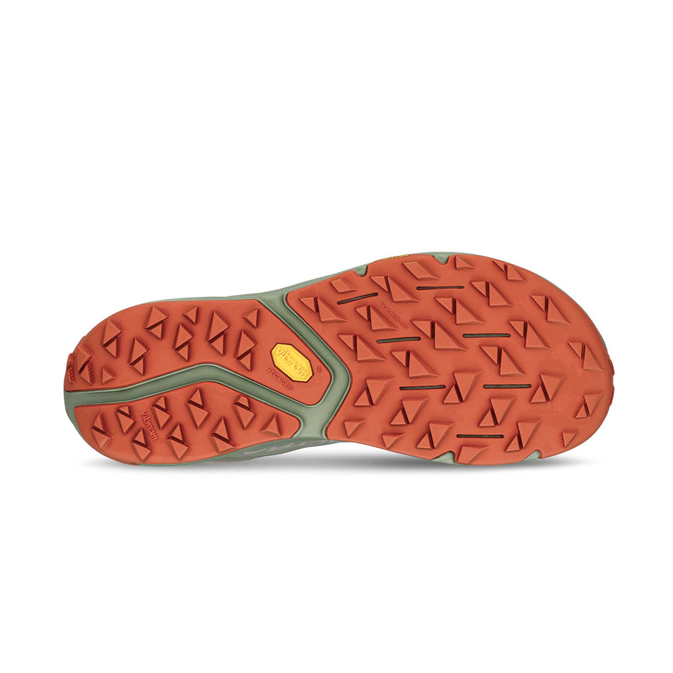 The outsole of the right shoe from a pair of Altra Men's Experience Wild 3+ Running Shoes in the Taupe colourway. 