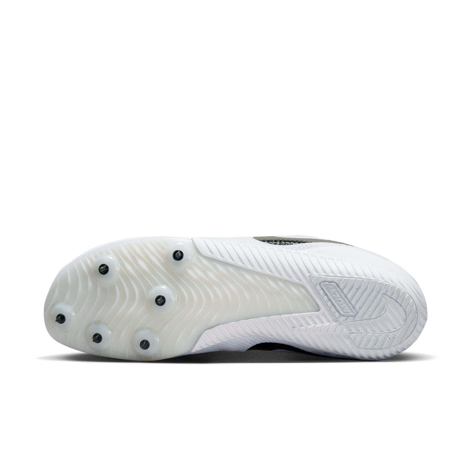 Outsole of the left shoe from a pair of Nike Rival Multi Track & Field Multi-Event Spikes in the White/Black-Metallic Silver colourway (8049514152098)