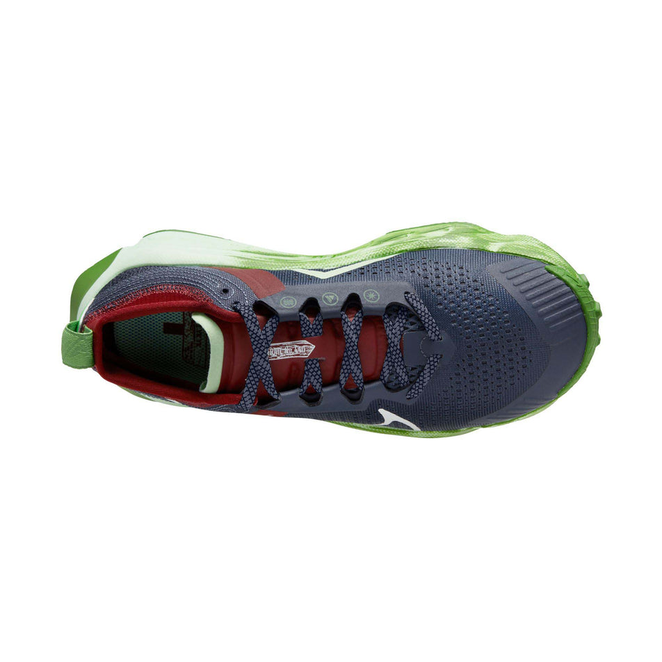 Upper of the right shoe from a pair of Nike Women's Zegama Trail Running Shoes in the Thunder Blue/Summit White-Chlorophyll colourway (8157777789090)