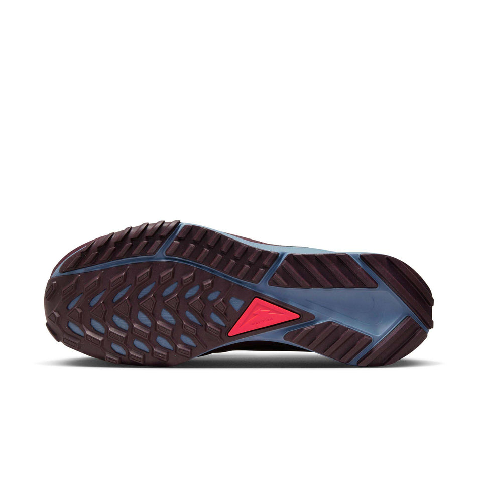 Outsole of the left shoe from a pair of Men's Pegasus Trail 4 Trail Running Shoes in the Deep Jungle/Night Maroon-Khaki colourway (8048783786146)