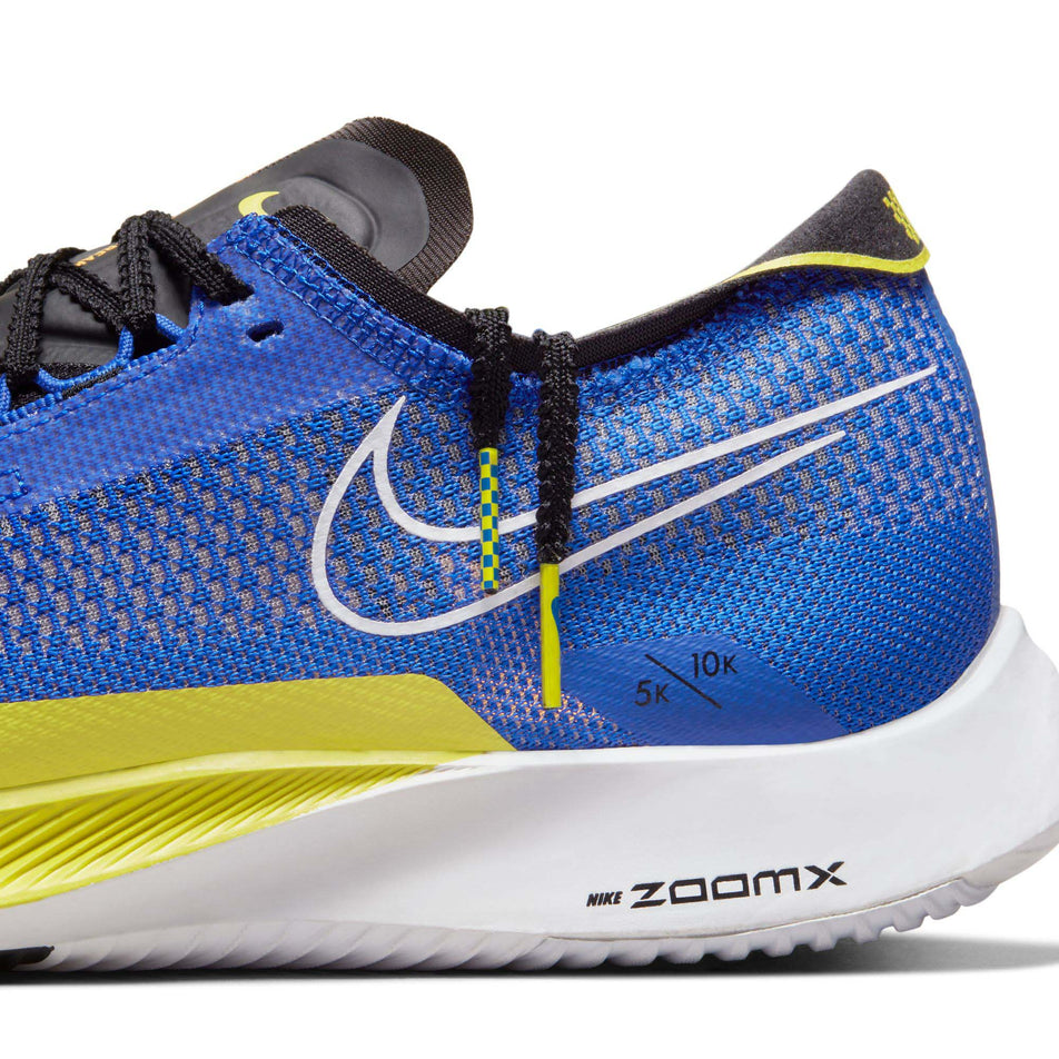 Lateral side of the left shoe's heel, from a pair of Nike Men's Streakfly Road Racing Shoes in the Racer Blue/White-Black colourway (7970596716706)