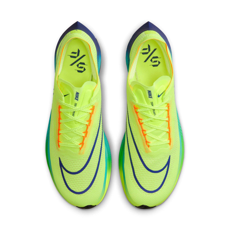The uppers on a pair of Nike Road Racing Shoes in the Volt/Black-Bright Crimson-Volt colourway (8194545975458)