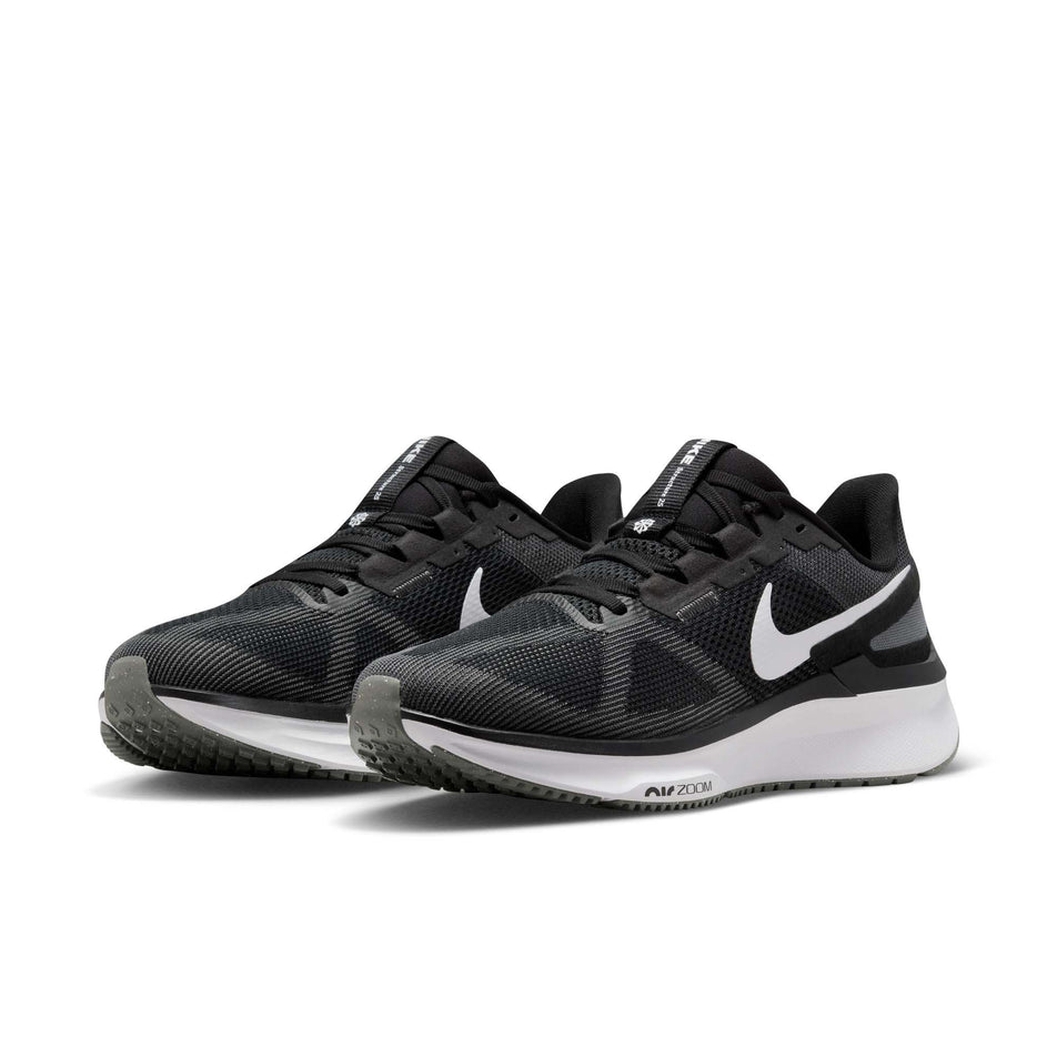 A pair of Nike Men's Structure 25 Road Running Shoes in the Black/White-Iron Grey colourway (8139357782178)