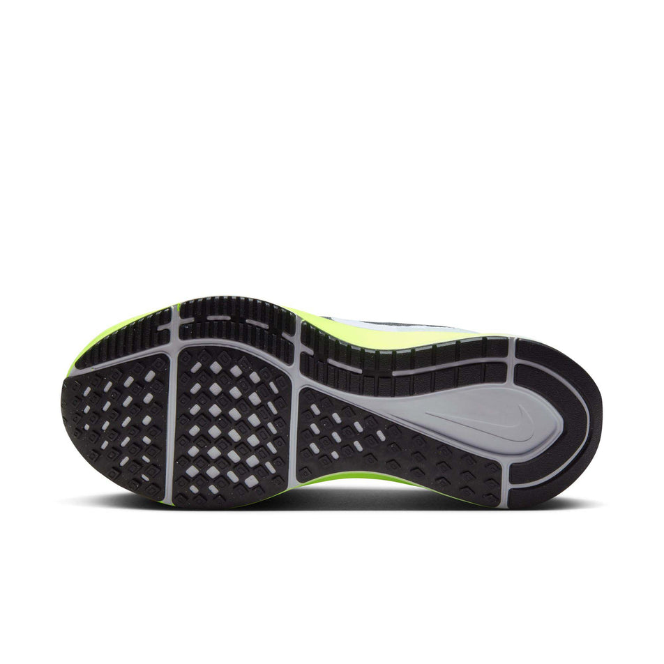 Outsole of the left shoe from a pair of Nike Men's Structure 25 Road Running Shoes in the Anthracite/White-Volt-Pure Platinum colourway (8070568181922)