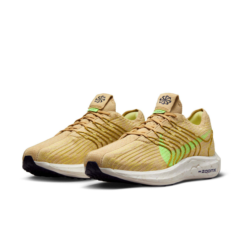 A pair of Nike Men's Pegasus Turbo Road Running Shoes in the Sesame/Lime Blast-Buff Gold-Bronzine colourway (8072720482466)