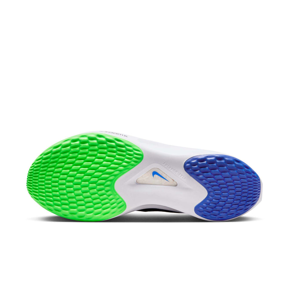 Outsole of the left side from a pair of Nike Men's Zoom Fly 5 Road Running Shoes in the White/Black-Green Strike-Racer Blue colourway (8213339406498)