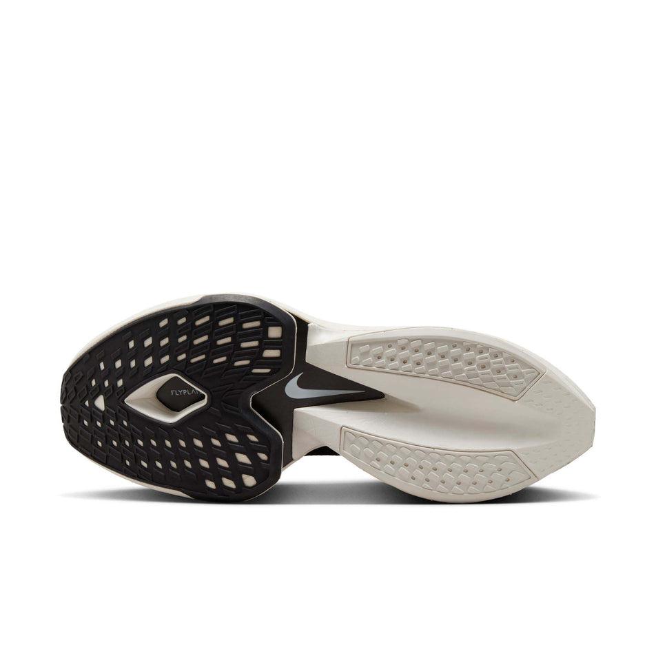Outsole of left shoe from a pair of Men's Alphafly 2 Road Racing Shoes in the Black/Mtlc Gold Grain-Sail colourway (8064213418146)