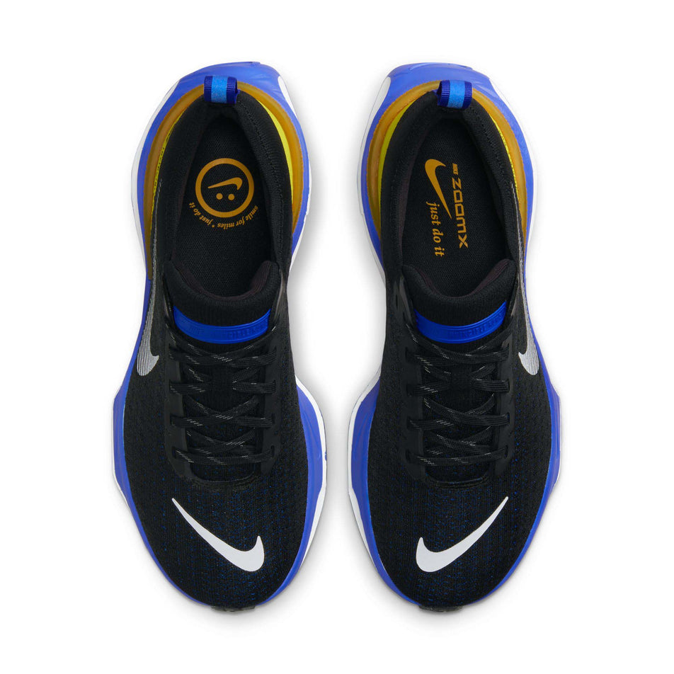 The uppers on a pair of Nike Men's Invincible 3 Road Running Shoes in the Black/White-Racer Blue-High Voltage colourway (7970751381666)