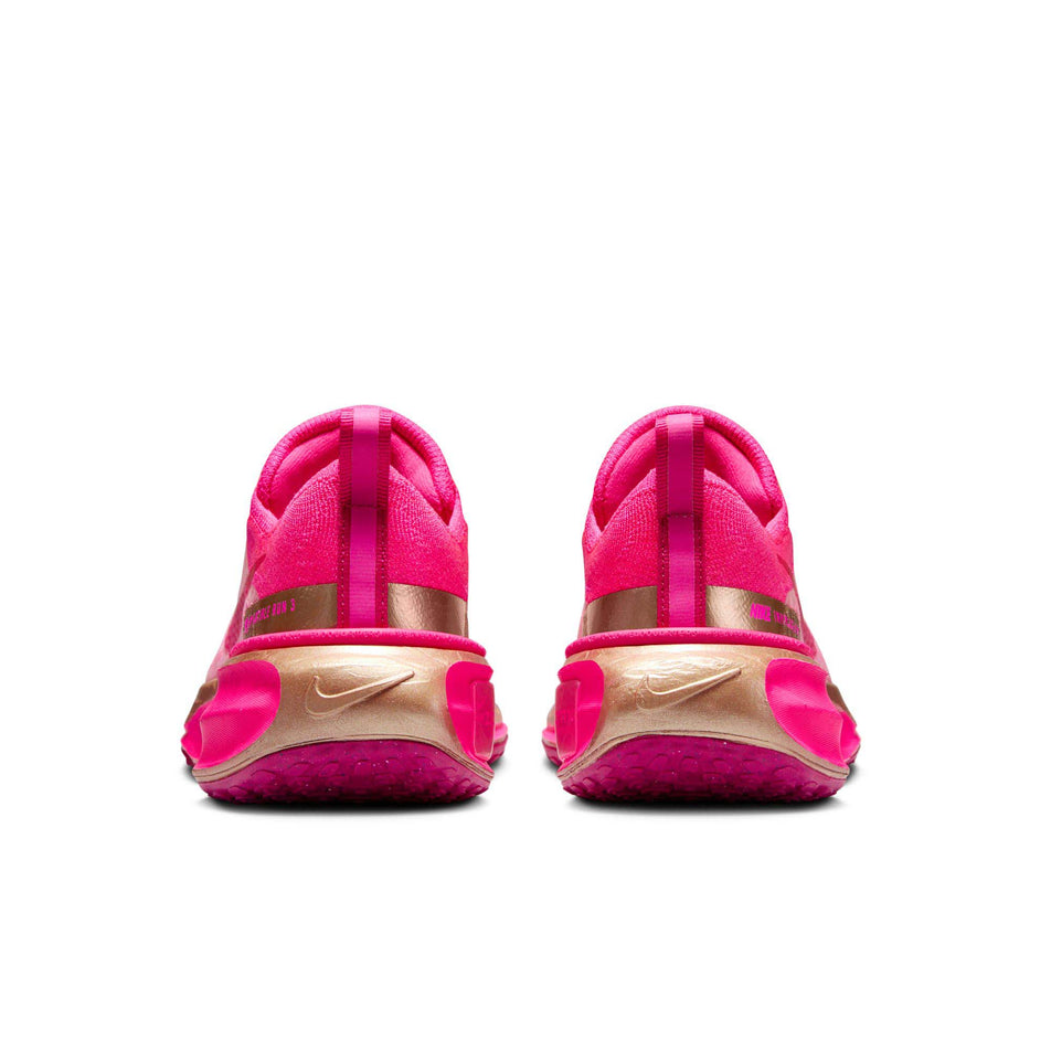 The back of a pair of Nike Women's Invincible 3 Road Running Shoes in the Fierce Pink/Fireberry-Pink Spell colourway (8104396456098)