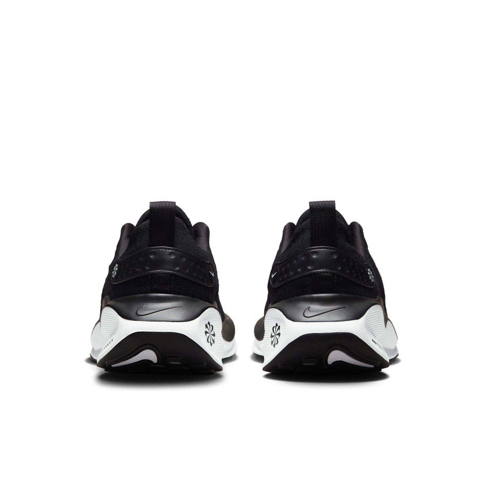 The back of a pair of Nike Men's Infinity RN 4 Road Running Shoes in the Black/White-Dark Grey colourway (8048776839330)