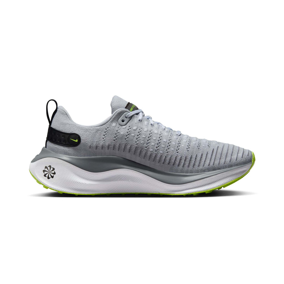 Medial side of the left shoe from a pair of Nike Men's Infinity RN 4 Road Running Shoes in the Wolf Grey/Black-Pure Platinum-Cool Grey colourway (8070578765986)