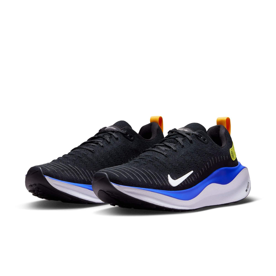 A pair of Nike Men's Infinity RN 4 Road Running Shoes in the Black/White-Anthracite-Racer Blue colourway (7979473436834)