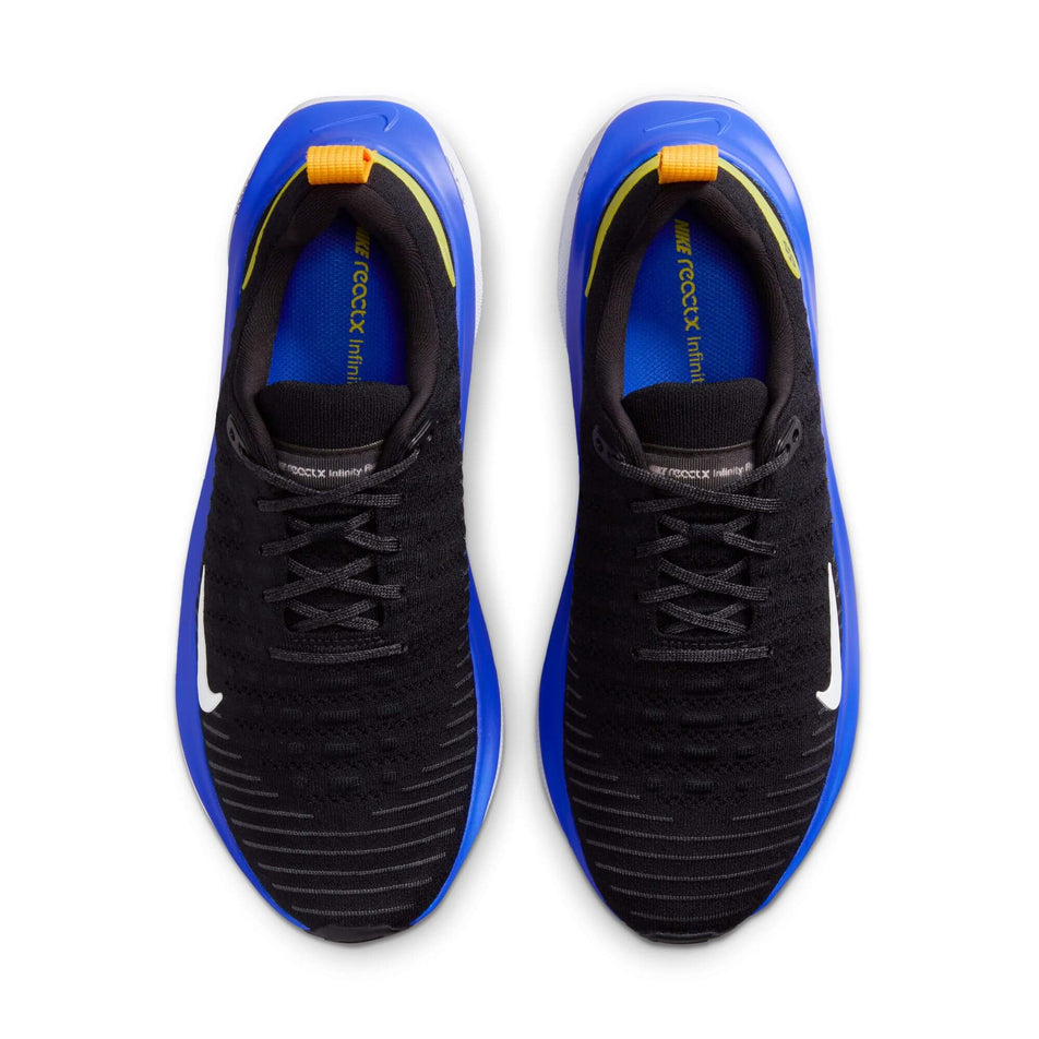The uppers on a pair of Nike Men's Infinity RN 4 Road Running Shoes in the Black/White-Anthracite-Racer Blue colourway (7979473436834)
