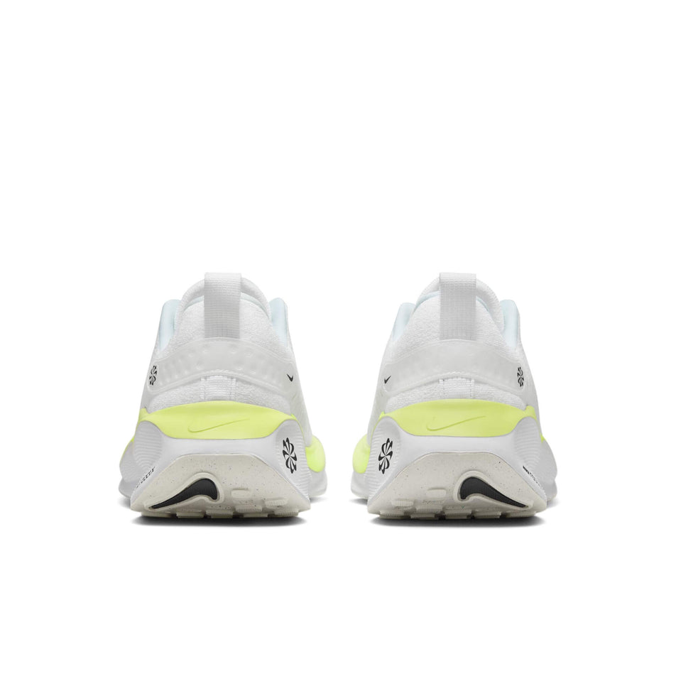 The back of a pair of Nike Men's Infinity RN 4 Road Running Shoes in the White/Black-LT Lemon Twist-Volt colourway (7979596644514)