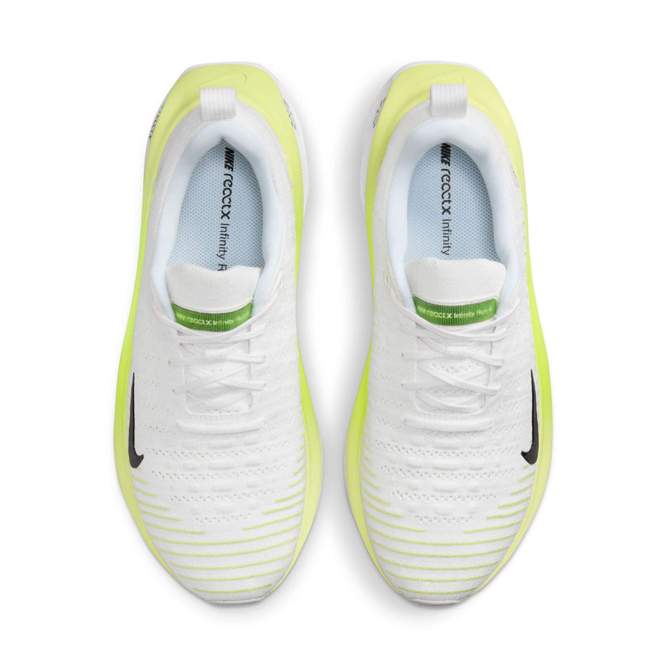 The uppers on a pair of Nike Men's Infinity RN 4 Road Running Shoes in the White/Black-LT Lemon Twist-Volt colourway (7979596644514)
