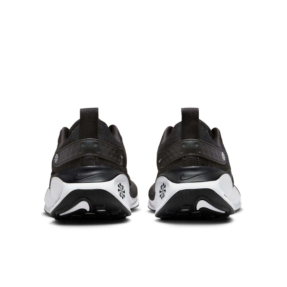 The back of a pair of Nike Women's Infinity RN 4 Road Running Shoes in the Black/White-Dark Grey colourway (7979380277410)