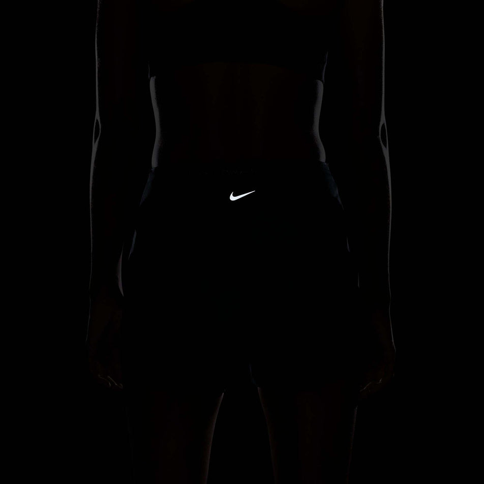 Back view of a model wearing a pair of Nike Women's Dri-FIT Swift Mid-Rise 3