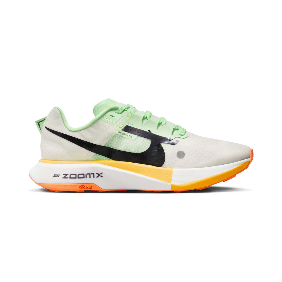 Lateral side of the right shoe from a pair of Nike Men's Ultrafly Trail Racing Shoes in the Summit White/Black-Vapor Green colourway  (8185977176226)