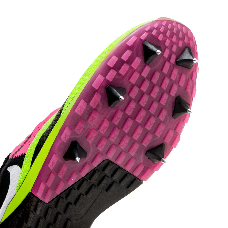 Spike plate on the forefoot of the right shoe from a pair of Nike Unisex Rival XC 6 Cross-Country Spikes in the Volt/White-Black-Hyper Pink colourway (8064173211810)
