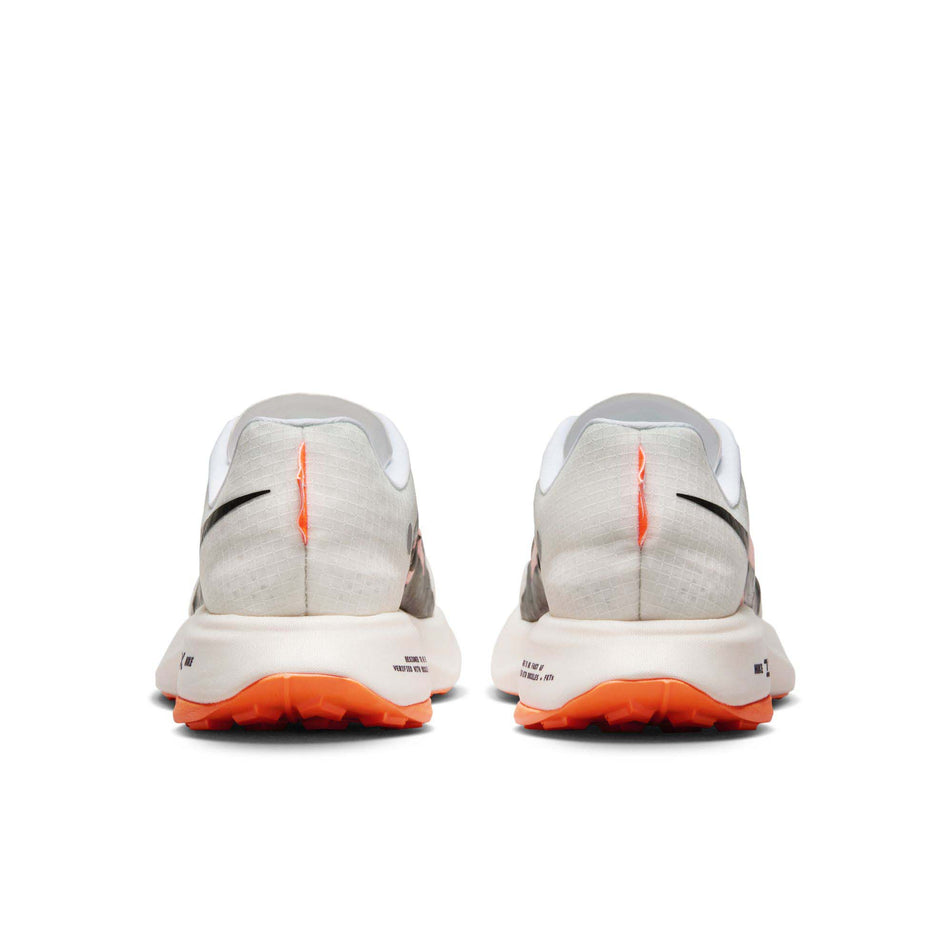 The back of a pair of Nike Women's Ultrafly Trail Running Shoes in the White/Black-Total Orange-Pale Ivory colourway  (7995936637090)