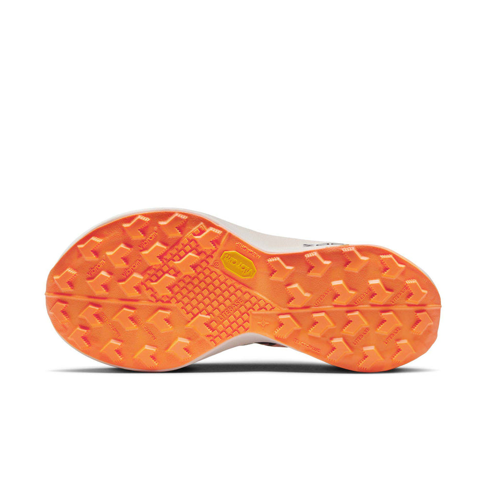 Outsole of the left shoe from a pair of Nike Women's Ultrafly Trail Running Shoes in the White/Black-Total Orange-Pale Ivory colourway  (7995936637090)