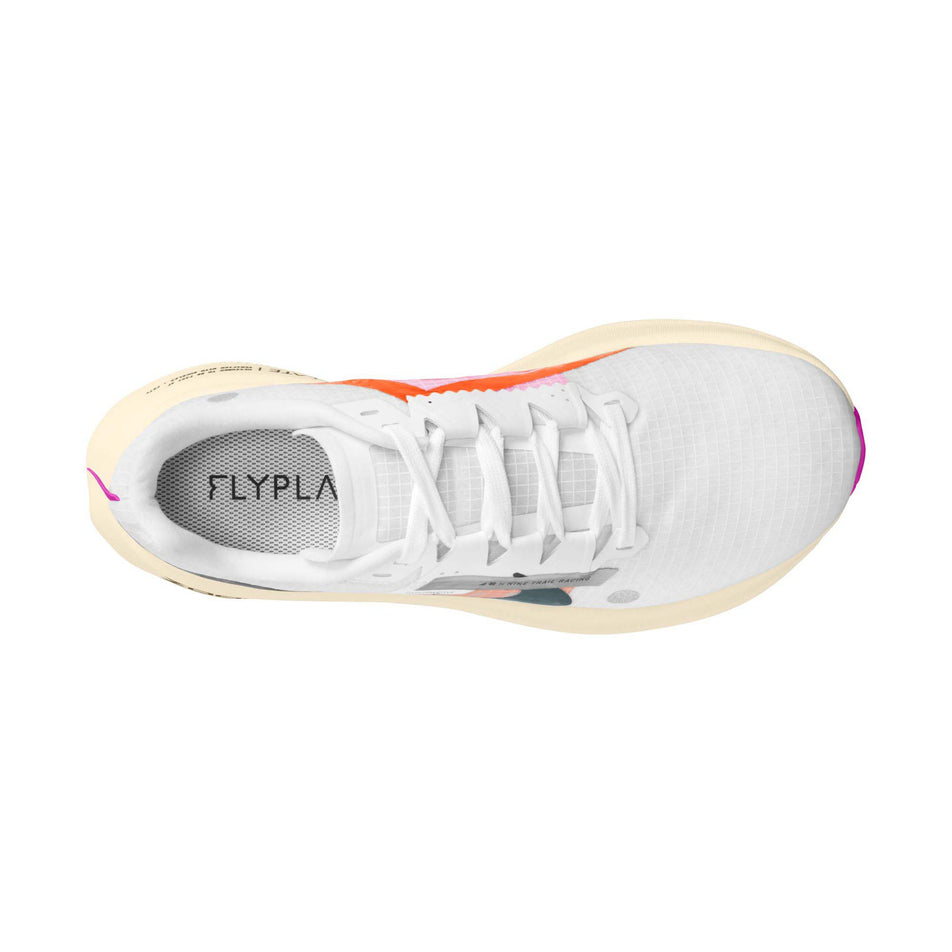 The upper of the right shoe from a pair of Nike Women's Ultrafly Trail Running Shoes in the White/Deep Jungle-Safety Orange colourway (8072681029794)