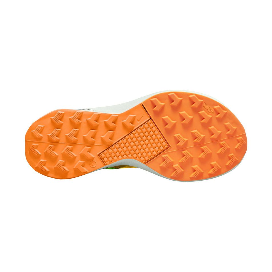 Outsole of the right shoe from a pair of Nike Women's Ultrafly Trail Racing Shoes in the Summit White/Black-Vapor Green colourway (8185990840482)