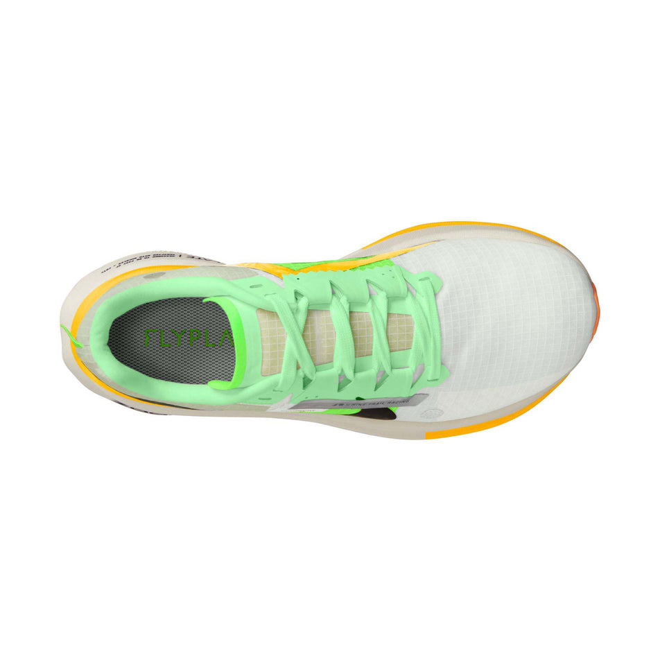 The upper of the right shoe from a pair of Nike Women's Ultrafly Trail Racing Shoes in the Summit White/Black-Vapor Green colourway (8185990840482)
