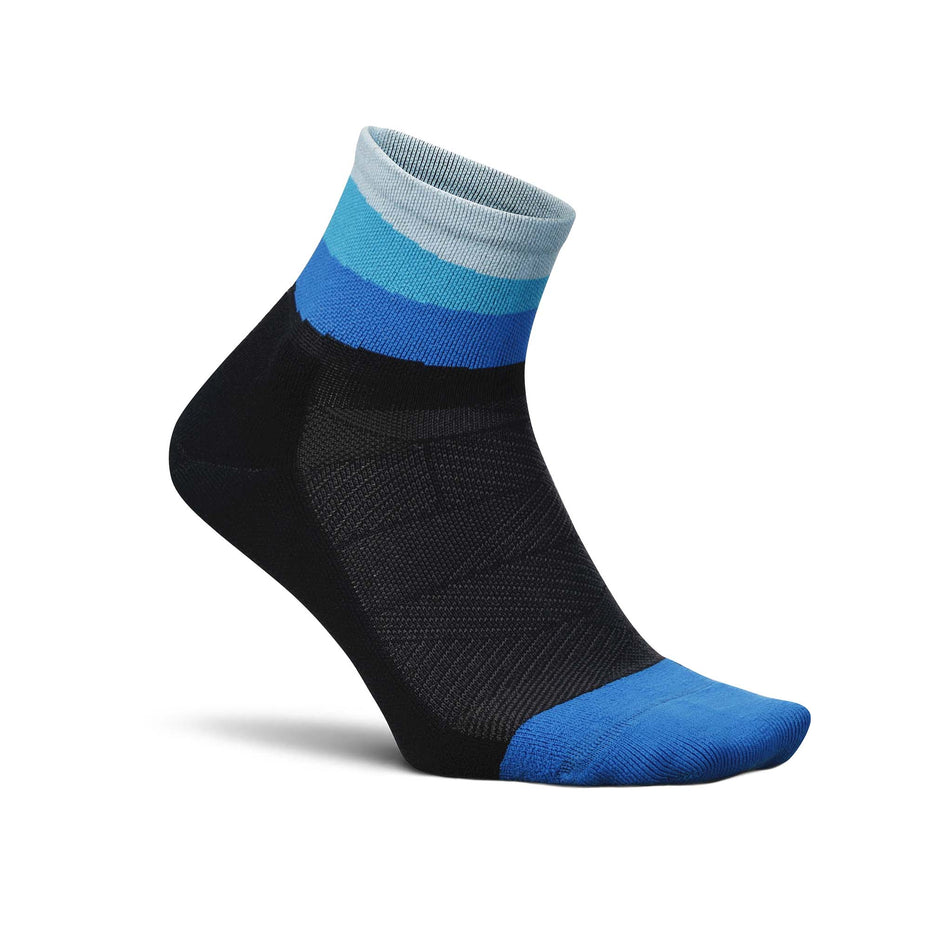 Lateral side of the right sock from a pair of Feetures Unisex Elite Light Cushion Quarter running socks in the Oceanic Ascent colourway (8149383348386)