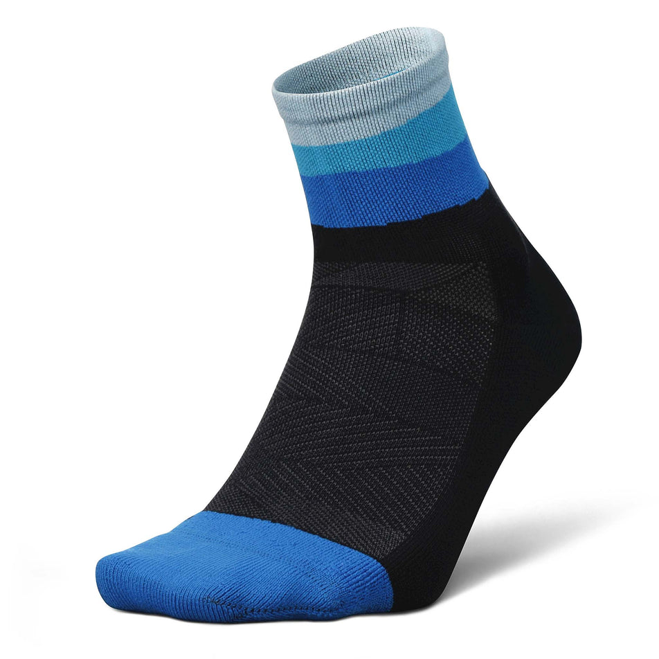 Lateral side of the left sock from a pair of Feetures Unisex Elite Light Cushion Quarter running socks in the Oceanic Ascent colourway (8149383348386)