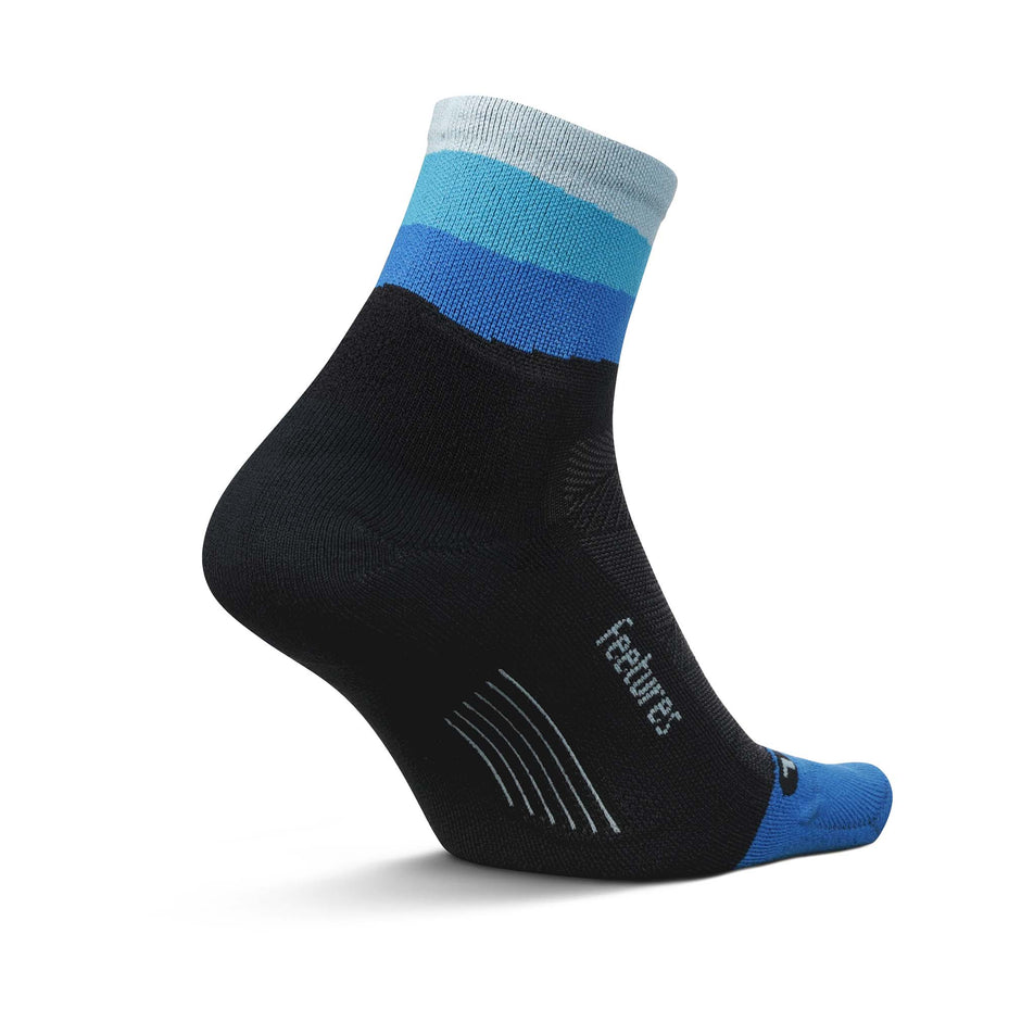 Medial side of the left sock from a pair of Feetures Unisex Elite Light Cushion Quarter running socks in the Oceanic Ascent colourway (8149383348386)