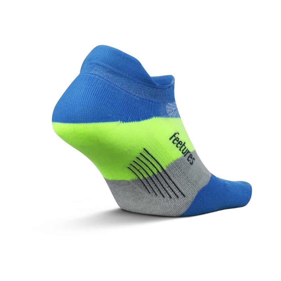 Medial side of the left sock from a pair of Feetures Elite Light Cushion No Show Tab Running Socks in the Boulder Blue colourway (8025140166818)